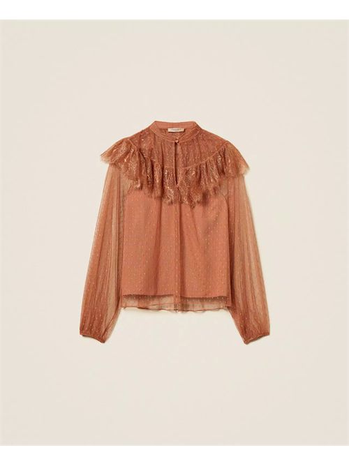 Blusa in tulle plumetis e pizzo TWINSET | TP2772/13168